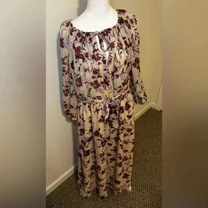 Maggy London Floral Print Raglan Sleeve Midi Dress Size 18
